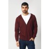 Merino Wool Full Zip Hoodie Sweater - Burgundy