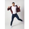 Merino Wool Full Zip Hoodie Sweater - Burgundy