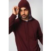 Merino Wool Full Zip Hoodie Sweater - Burgundy