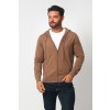 Merino Wool Full Zip Hoodie Sweater - Camel