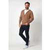 Merino Wool Full Zip Hoodie Sweater - Camel