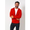 Merino Wool Full Zip Hoodie Sweater - Red