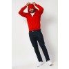 Merino Wool Full Zip Hoodie Sweater - Red