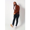 Merino Wool Full Zip Hoodie Sweater - Rust