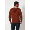 Merino Wool Full Zip Hoodie Sweater - Rust