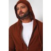 Merino Wool Full Zip Hoodie Sweater - Rust