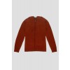 Merino Wool Full Zip Hoodie Sweater - Rust