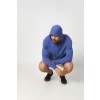 Merino Wool Full Zip Hoodie Sweater - Sky Blue