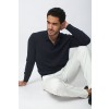 Merino Wool Sport Long Sleeve Polo Shirt - Navy