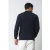 Merino Wool Sport Long Sleeve Polo Shirt - Navy