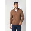 Merino Wool Quarter Zip Sweater - Camel