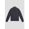 Merino Wool Quarter Zip Sweater - Charcoal