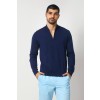 Merino Wool Quarter Zip Sweater - Navy