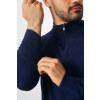 Merino Wool Quarter Zip Sweater - Navy