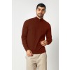 Merino Wool Quarter Zip Sweater - Rust