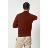 Merino Wool Quarter Zip Sweater - Rust