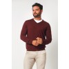 Merino Wool V-Neck Sweater - Burgundy
