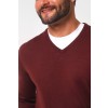 Merino Wool V-Neck Sweater - Burgundy