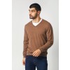 Merino Wool V-Neck Sweater - Camel