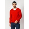 Merino Wool V-Neck Sweater - Red