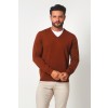 Merino Wool Sport V-Neck - Rust