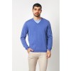 Merino Wool V-Neck Sweater - Sky Blue