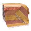 Merino Wool Cashmere Throw Orange Yellow Brown Mustard Stripe