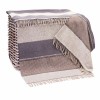 John Hanly Merino Wool Cashmere Throw Grey Stone Beige Stripe