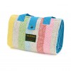 Pure New Camp & Picnic Wool Blanket Leisure Rug Rainbow Teal Stripe