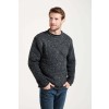 Raheen Tweed Roll Neck Mens Aran Merino Wool Sweater - Grey