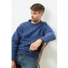 Raheen Tweed Roll Neck Mens Aran Merino Wool Sweater - Denim