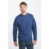 Raheen Tweed Roll Neck Mens Merino Wool Sweater - Denim