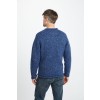 Raheen Tweed Roll Neck Mens Aran Merino Wool Sweater - Denim