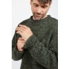 Raheen Tweed Roll Neck Mens Aran Merino Wool Sweater - Green