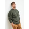 Raheen Tweed Roll Neck Mens Aran Merino Wool Sweater - Green