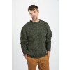 Raheen Tweed Roll Neck Mens Aran Merino Wool Sweater - Green