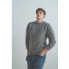 Raheen Tweed Roll Neck Mens Aran Merino Wool Sweater - Light Grey
