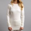 Merino Skins – Unisex Long Sleeve Crew Neck – White - - 100% Australian Merino Wool