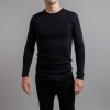 Merino Skins – Unisex Long Sleeve Crew Neck - Black - 100% Australian Merino Wool