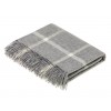 Merino Lambswool Wool Throw Blanket - Windowpane - Gray, Made In England