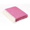 Herringbone Cerise Pink Wool Throw Blanket