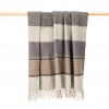 John Hanly Merino Wool Cashmere Throw Grey Stone Beige Stripe