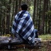 Minus33 White Mountain Woolen Camp & Picnic Wool Blanket - Gray and Blue Plaid