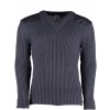 York Woolly Pully V-Neck Wool Sweater, Blue Grey