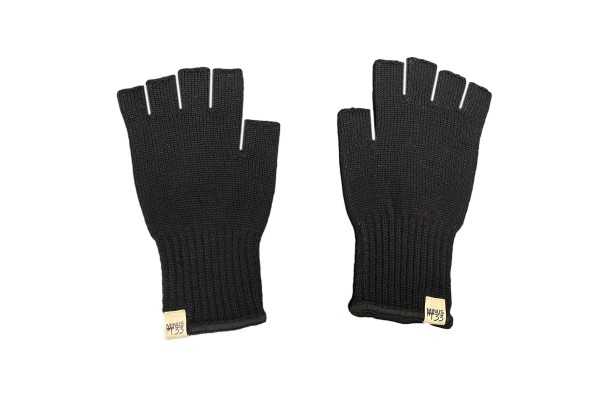 Night Merino Wool Fingerless Glove with Black Deerskin Palm