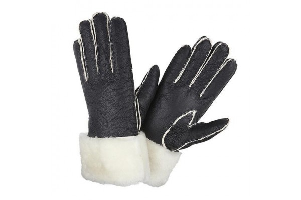 Black sheepskin gloves women top