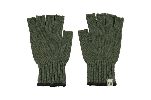 Night Merino Wool Fingerless Glove with Black Deerskin Palm